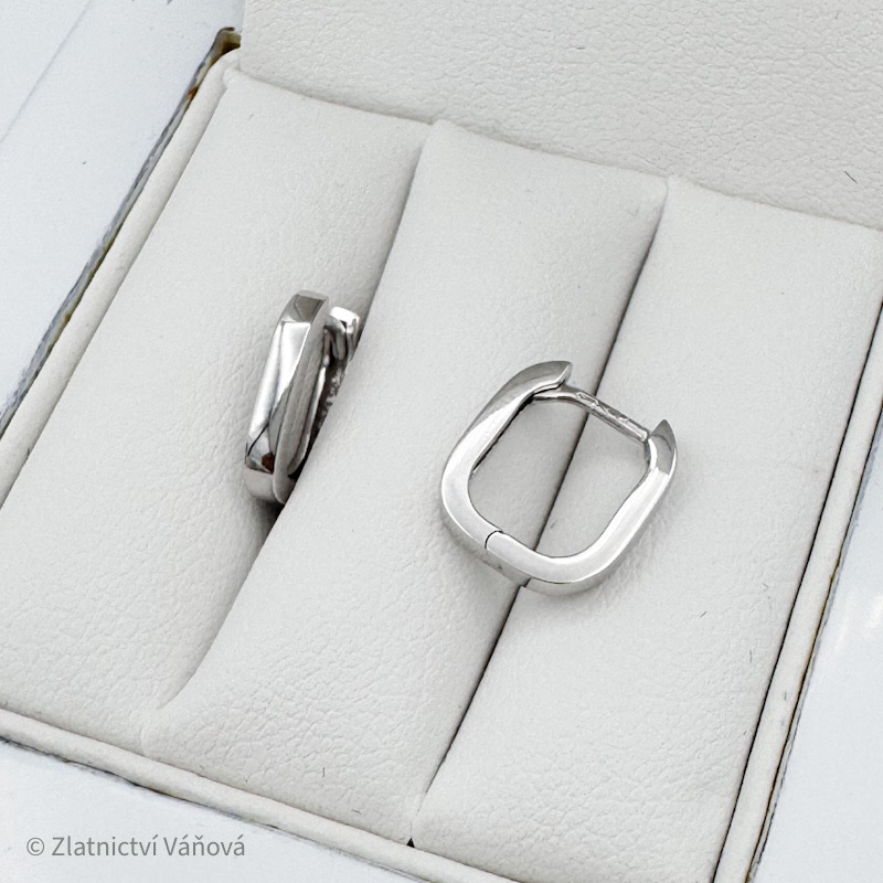 Bílé zlato náušnice obdélníky malé